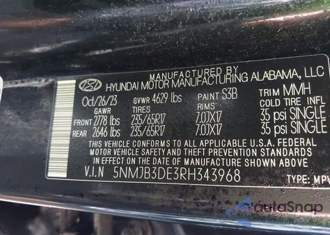 2024 Hyundai Tucson Sel из США, поврежденный, VIN 5NMJB3DE3RH343968